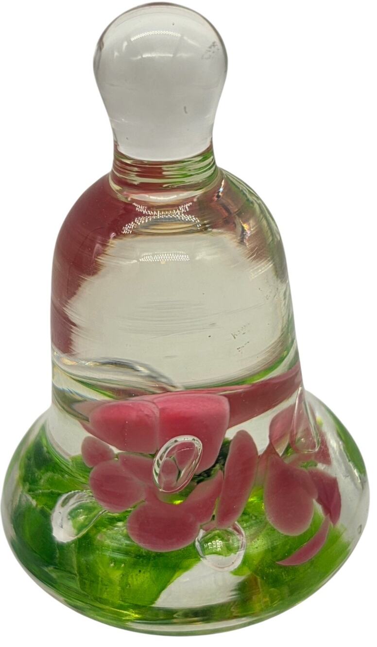 JOE ST CLAIR ART GLASS BELL PAPERWEIGHT